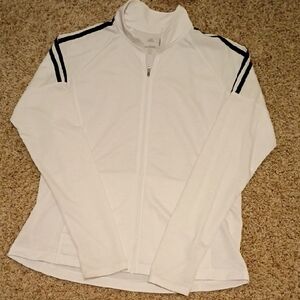 adidas Women's White Jacket with Black Stripes